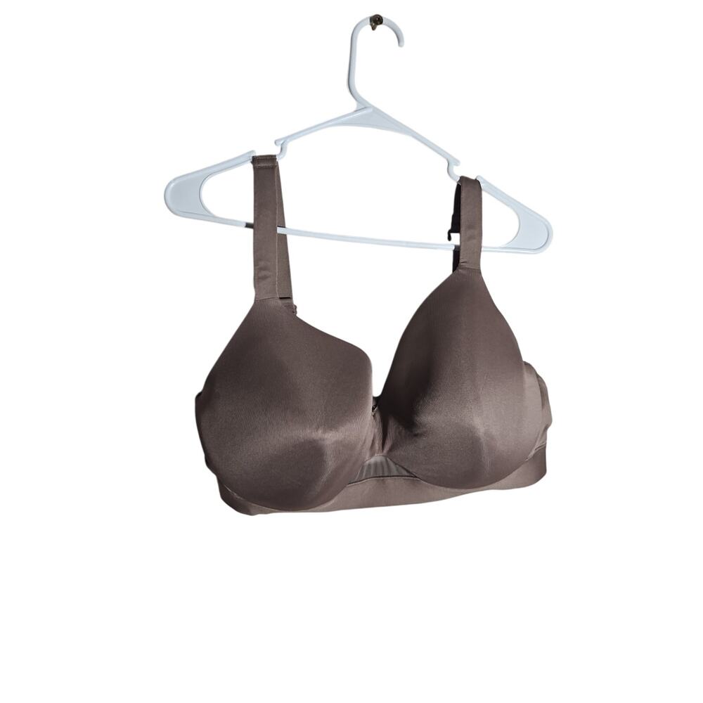 Cacique Lightly Lined No Wire Bra 38DDD Satin Brown Adjustable Strap